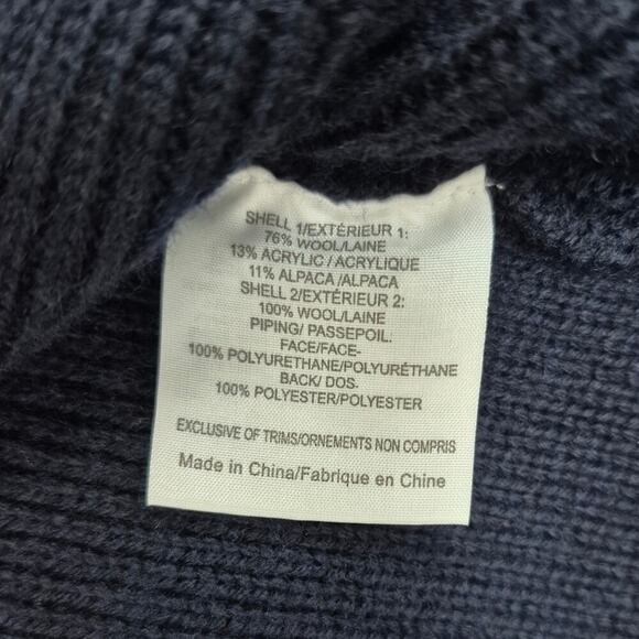 Tory Burch $598 Navy Wool Alpaca Windowpane Knit Long Sweatercoat Cardigan Sz L - Picture 4 of 7